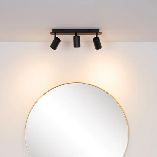 Lucide LENNERT - Ceiling spotlight Bathroom - LED Dim. - GU10 - 3x5W 3000K - IP44 - Black - atmosphere 1